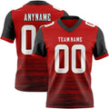 Custom Red White Black-Orange Authentic Fluid Scratch Waves Football Jersey