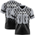 Custom Black Gray-White Authentic Geometric Pixel Grid Fade Football Jersey