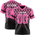 Custom Black Pink-White Authentic Geometric Pixel Grid Fade Football Jersey