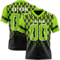 Custom Black Neon Green-White Authentic Geometric Pixel Grid Fade Football Jersey