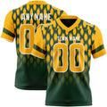 Custom Green Gold-White Authentic Geometric Pixel Grid Fade Football Jersey