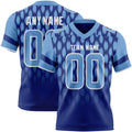 Custom Royal Light Blue-White Authentic Geometric Pixel Grid Fade Football Jersey