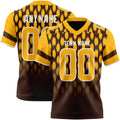 Custom Brown Gold-White Authentic Geometric Pixel Grid Fade Football Jersey