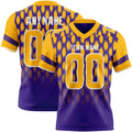 Custom Purple Gold-White Authentic Geometric Pixel Grid Fade Football Jersey