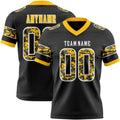 Custom Black Camo White-Gold Authentic Digital Camouflage Panel Football Jersey