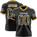 Custom Black Camo White-Old Gold Authentic Digital Camouflage Panel Football Jersey
