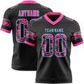 Custom Black Camo Light Blue-Pink Authentic Digital Camouflage Panel Football Jersey