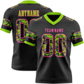 Custom Black Camo Pink-Neon Green Authentic Digital Camouflage Panel Football Jersey