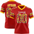 Custom Red Camo White-Gold Authentic Digital Camouflage Panel Football Jersey