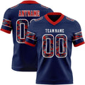 Custom Navy Camo White-Red Authentic Digital Camouflage Panel Football Jersey