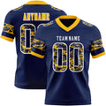 Custom Navy Camo White-Gold Authentic Digital Camouflage Panel Football Jersey