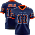 Custom Navy Camo Light Blue-Orange Authentic Digital Camouflage Panel Football Jersey