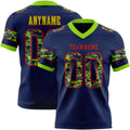 Custom Navy Camo Red-Neon Green Authentic Digital Camouflage Panel Football Jersey
