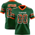 Custom Green Camo White-Orange Authentic Digital Camouflage Panel Football Jersey