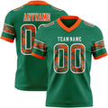 Custom Kelly Green Camo White-Orange Authentic Digital Camouflage Panel Football Jersey