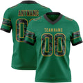 Custom Kelly Green Camo Old Gold-Black Authentic Digital Camouflage Panel Football Jersey