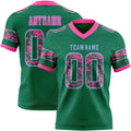Custom Kelly Green Camo Light Blue-Pink Authentic Digital Camouflage Panel Football Jersey