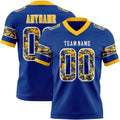 Custom Royal Camo White-Gold Authentic Digital Camouflage Panel Football Jersey