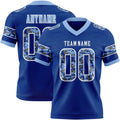 Custom Royal Camo White-Light Blue Authentic Digital Camouflage Panel Football Jersey