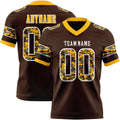 Custom Brown Camo White-Gold Authentic Digital Camouflage Panel Football Jersey