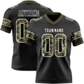 Custom Black Camo White-Olive Authentic Digital Camouflage Panel Football Jersey