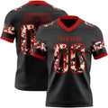 Custom Black Camo-Red Authentic Digital Camouflage Panel Football Jersey
