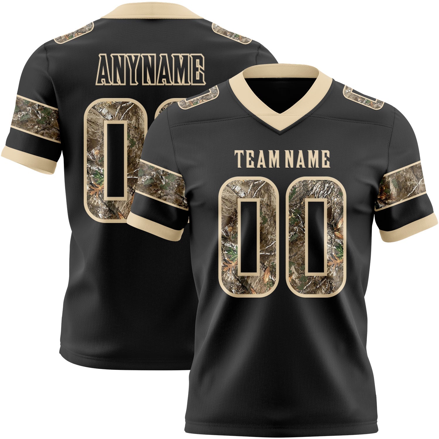 Custom Black Camo-City Cream Authentic Digital Camouflage Panel Football Jersey