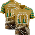 Custom Old Gold USA Flag Camo-White Authentic Gradient Digital Camouflage Stars & Stripes Raglan Sleeves Football Jersey