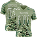 Custom Green USA Flag Camo-White Authentic Gradient Digital Camouflage Stars & Stripes Raglan Sleeves Football Jersey
