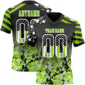 Custom Black USA Flag Camo White-Neon Green Authentic Gradient Digital Camouflage Stars & Stripes Raglan Sleeves Football Jersey