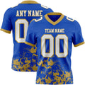 Custom Thunder Blue White-Old Gold 3D Pattern Splash Authentic Football Jersey