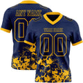 Custom Navy Gold 3D Pattern Splash Authentic Football Jersey