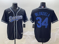 Men's Los Angeles Dodgers Fernando Valenzuela #34 Black Player Game Jersey1
