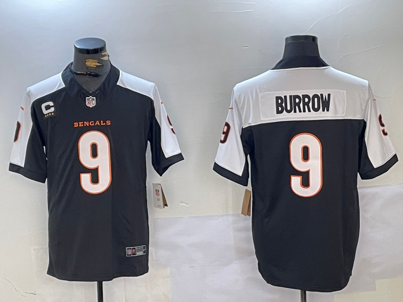 Men's Cincinnati Bengals Joe Burrow #9 Black Player Jersey1
