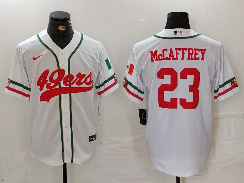 Men's San Francisco 49ers Christian McCaffrey #23 White Replica Player Jersey1