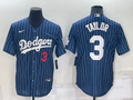 Men's Los Angeles Dodgers Chris Taylor #3 Blue Replica Player Jersey1