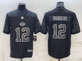 Men's Green Bay Packers Aaron Rodgers #12 Black Retired Player RFLCTV Limited Jersey1