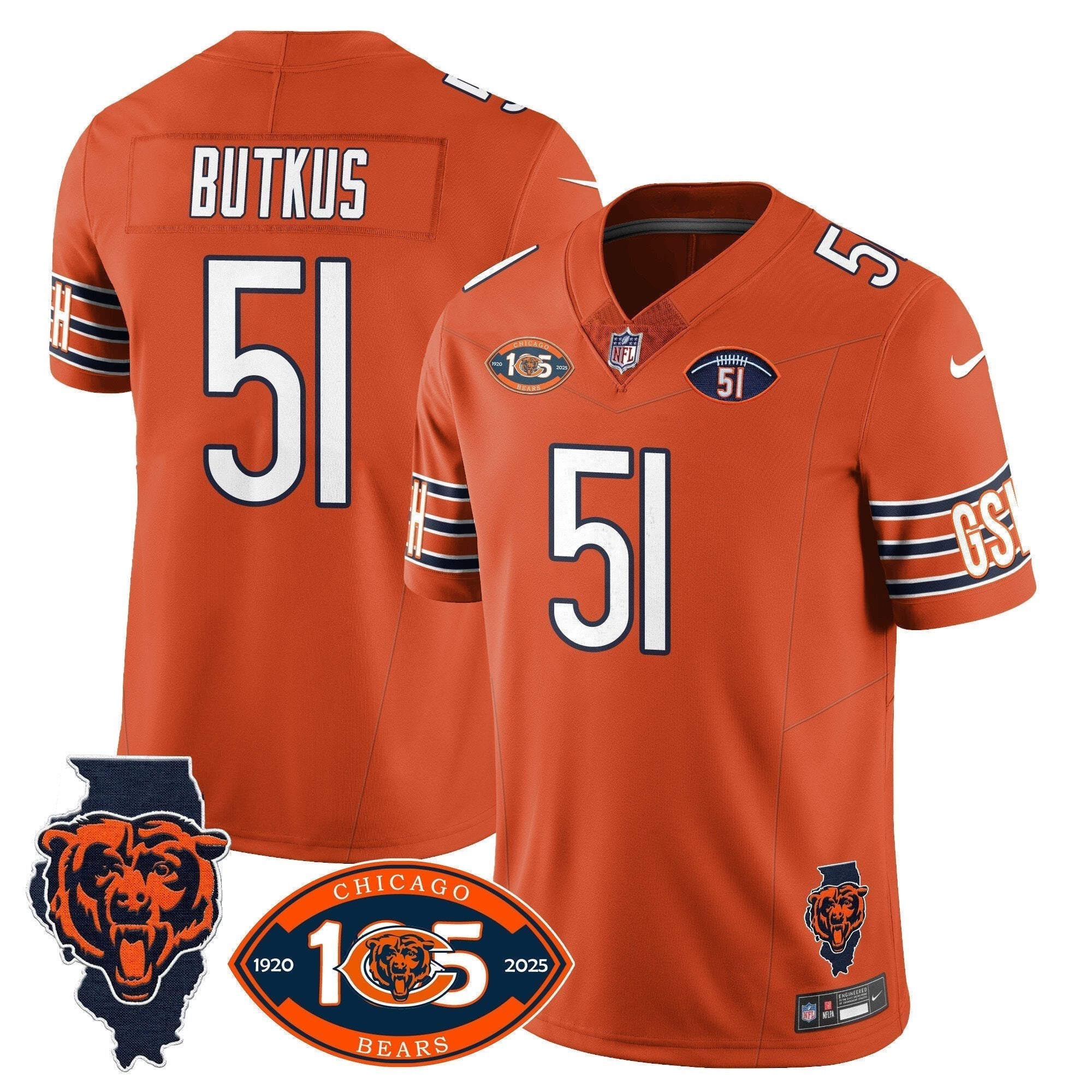 Men���s Chicago Bears 1920-2025 The Chicago Bears Vapor Limited Jersey ��� All Stitched