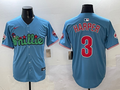 Men's Philadelphia Phillies Bryce Harper #3 Blue Replica Player Jersey1