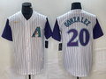 Men's Arizona Diamondbacks Luis Gonzalez #20 Cream/Purple Alternate Cooperstown Collection Player Jersey1