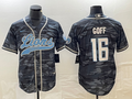 Men's Detroit Lions Jared Goff #16 Grey Camouflage Game Jersey1 Joint Edition
