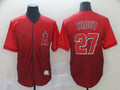 Men's Los Angeles Angels Mike Trout #27 Red Gradient Baseball Jersey1