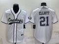 Men's Dallas Cowboys Ezekiel Elliott #21 White Game Jersey1 Joint Edition