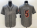 Men's Cincinnati Bengals Tee Higgins #5 Grey Fashion Game Jersey1
