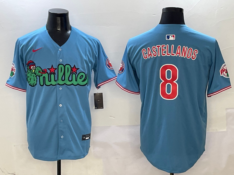 Men's Philadelphia Phillies Nick Castellanos #8 Blue Player Jersey