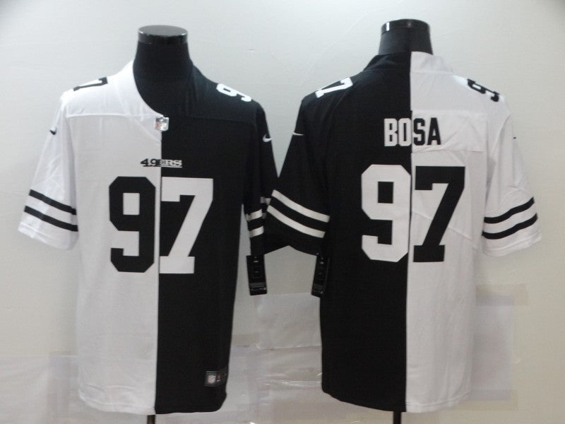 Men's San Francisco 49ers Nick Bosa #97 Black/White Game Jersey1