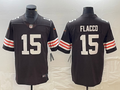 Men's Cleveland Browns Joe Flacco #15 Brown Game Player Jersey1