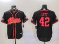 Men's San Francisco 49ers Ronnie Lott #42 Black Game Player Jersey1