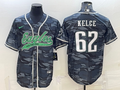 Men's Philadelphia Eagles Jason Kelce #62 Grey Camouflage Game Jersey1 Joint Edition