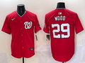 Men's Washington Nationals James Wood #29 Red Replica Player Jersey